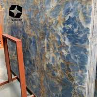 Wholesale Natural Blue onyx stone polished big slab floor tile