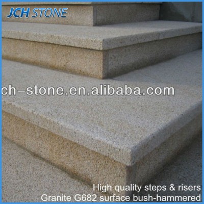 outdoor natural stone G682 yellow granite stairs, steps, risers